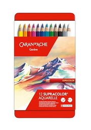 Caran d'Ache Supracolor 12 Color Pencils Metal Box