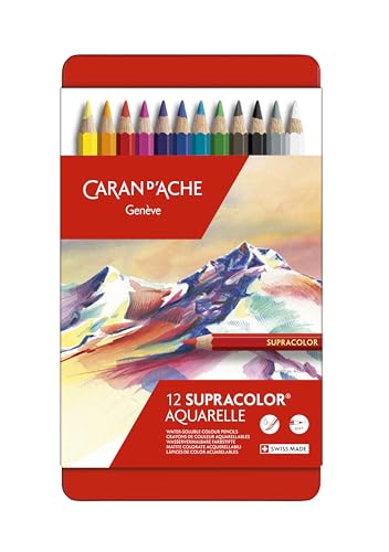 Caran d'Ache Supracolor 12 Color Pencils Metal Box