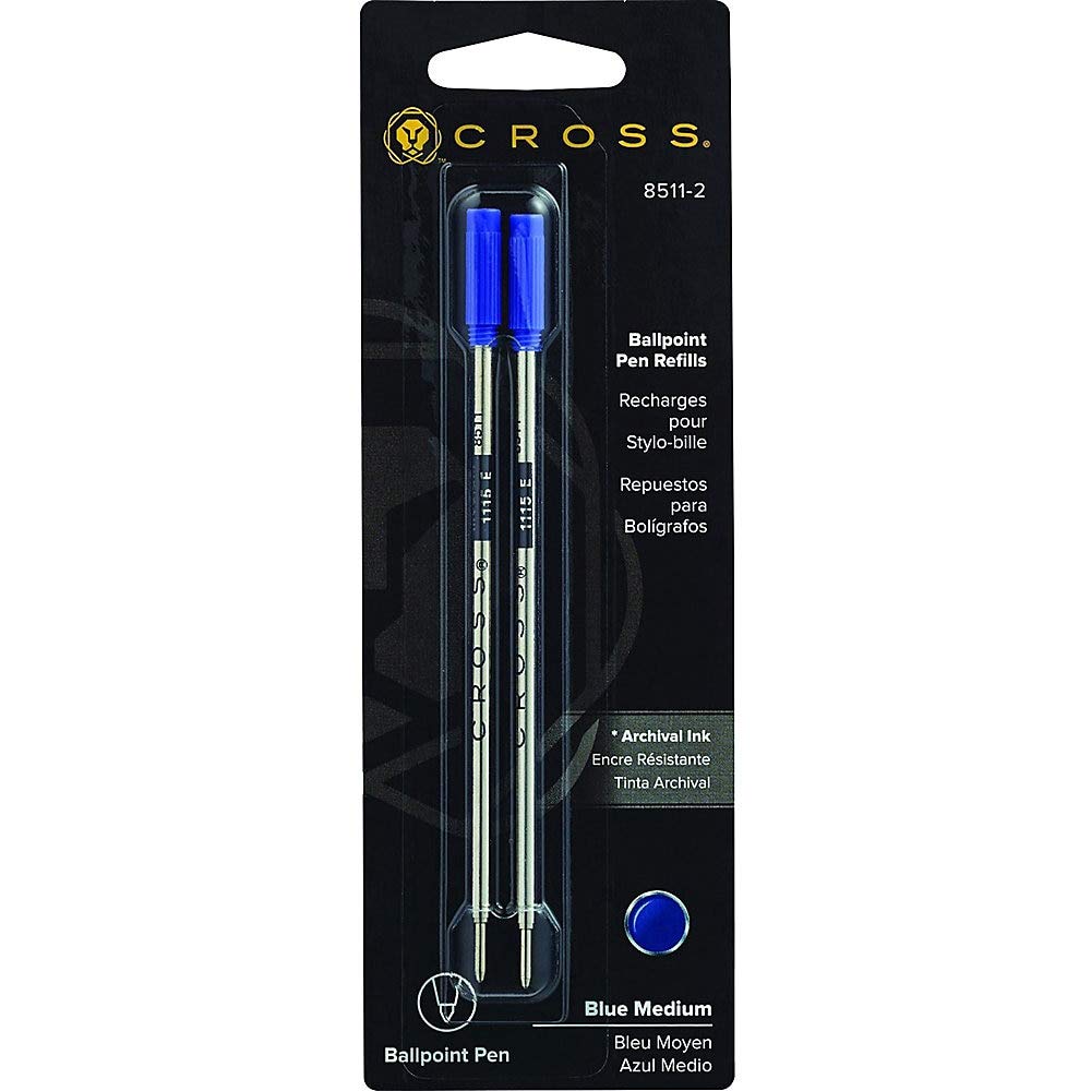 Cross Ballpoint Pen Refill Blue Medium Dual Pack