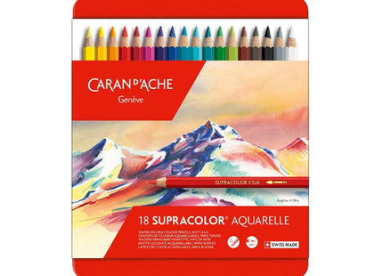 Caran d'Ache Supracolor 18 Color Pencils Metal Box
