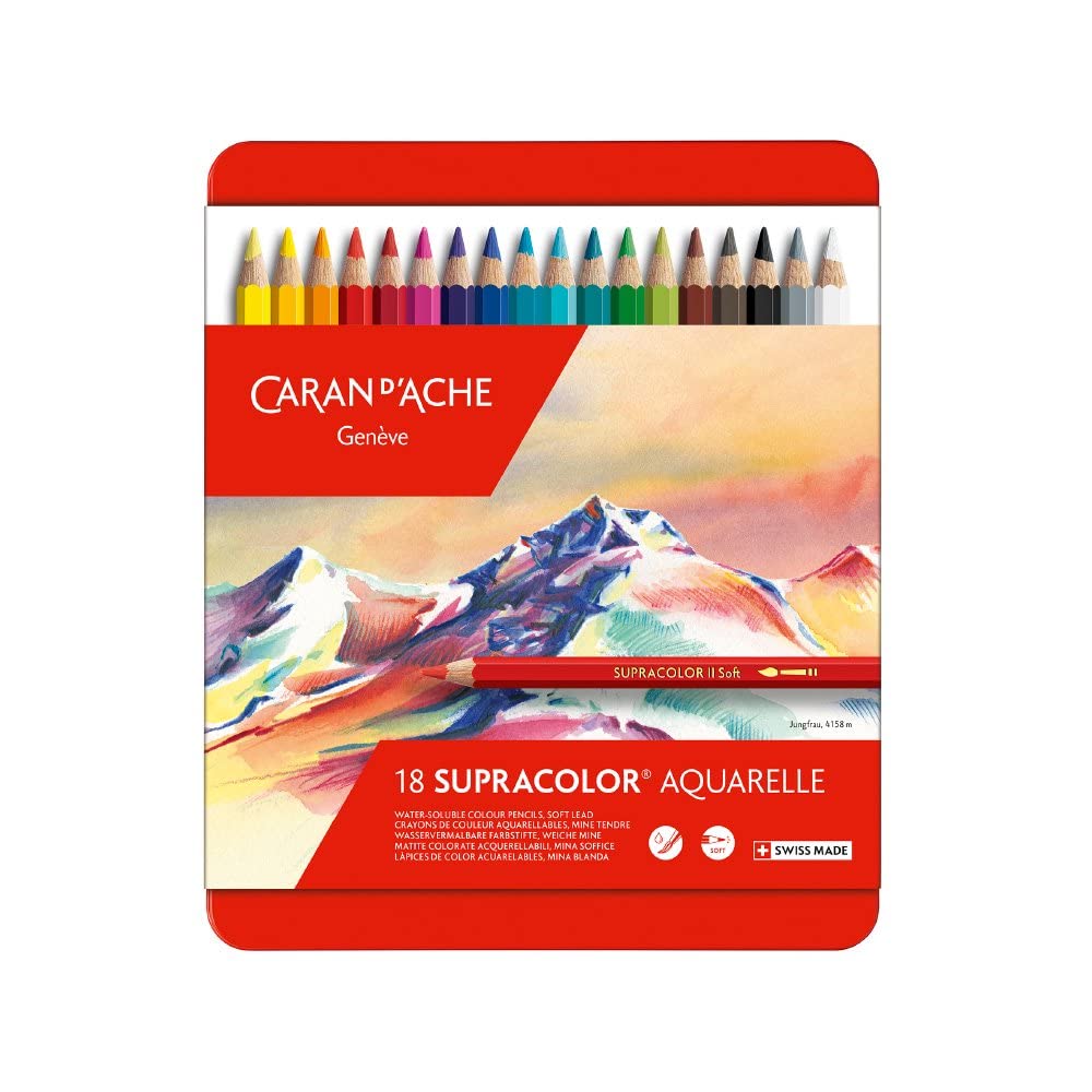 Caran d'Ache Supracolor 18 Color Pencils Metal Box