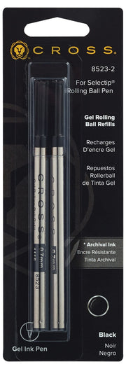 Cross Selectip Gel Rollerball Pen Refill Black 0.7mm Dual Pack