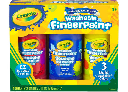Crayola Washable Bold Fingerpaint Primary Colors 3 Count 8 oz