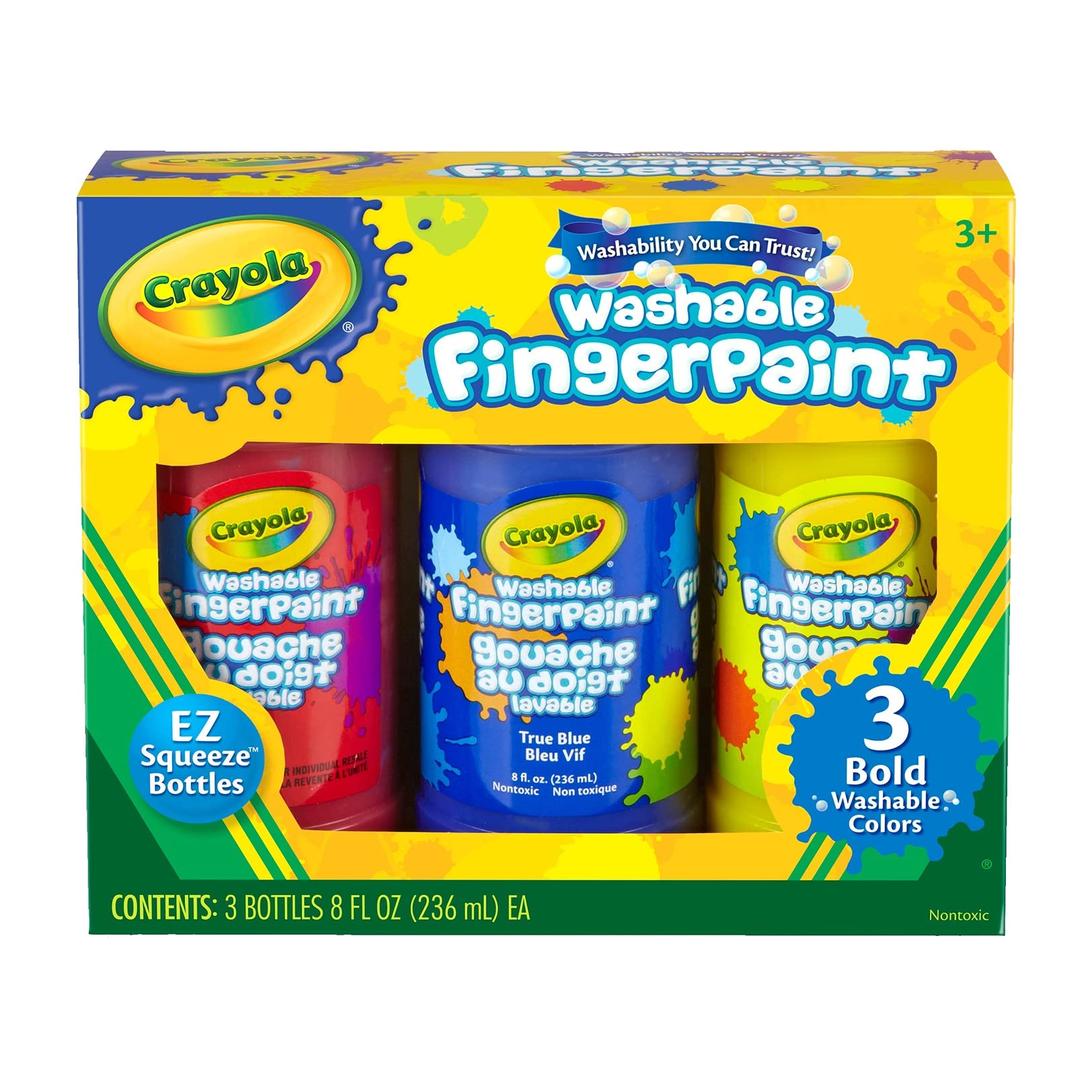 Crayola Washable Bold Fingerpaint Primary Colors 3 Count 8 oz