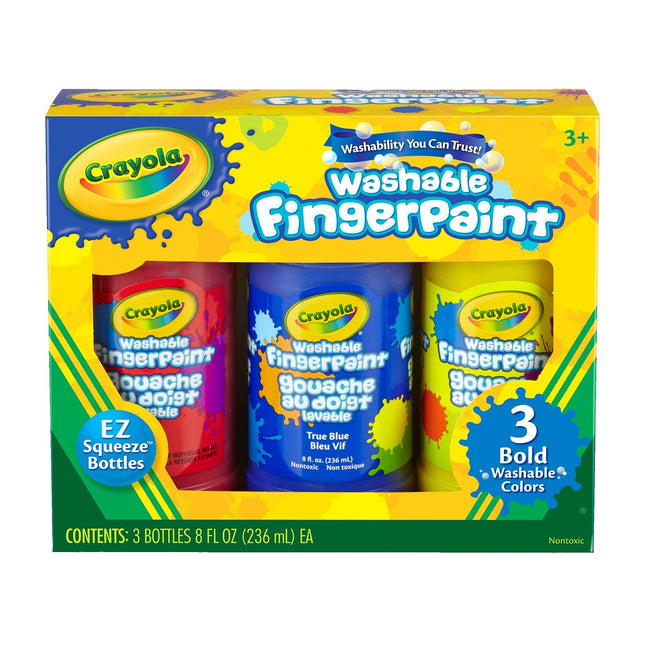 Crayola Washable Bold Fingerpaint Primary Colors 3 Count 8 oz