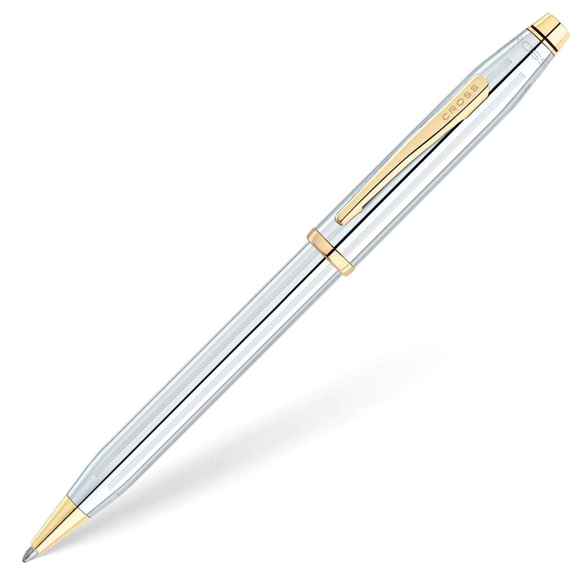 Cross Century II Medalist Ballpoint Pen - Polished Chrome with 23CT Gold