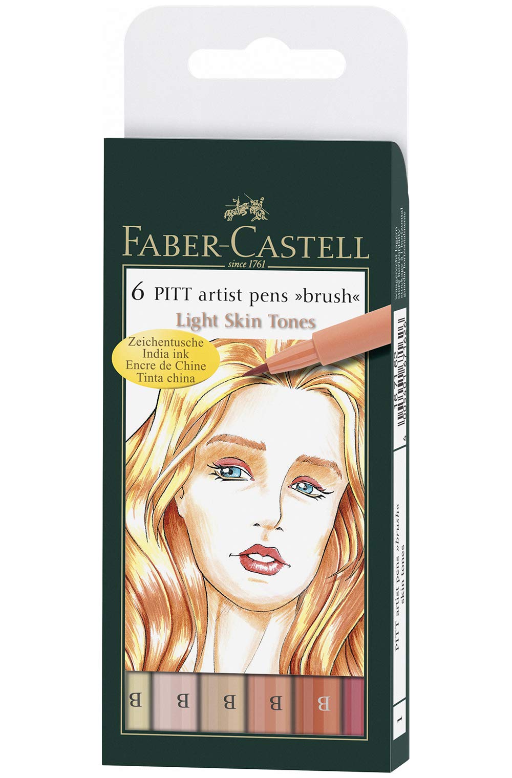 Faber-Castell Pitt Artist Pen B Light Skin Set of 6