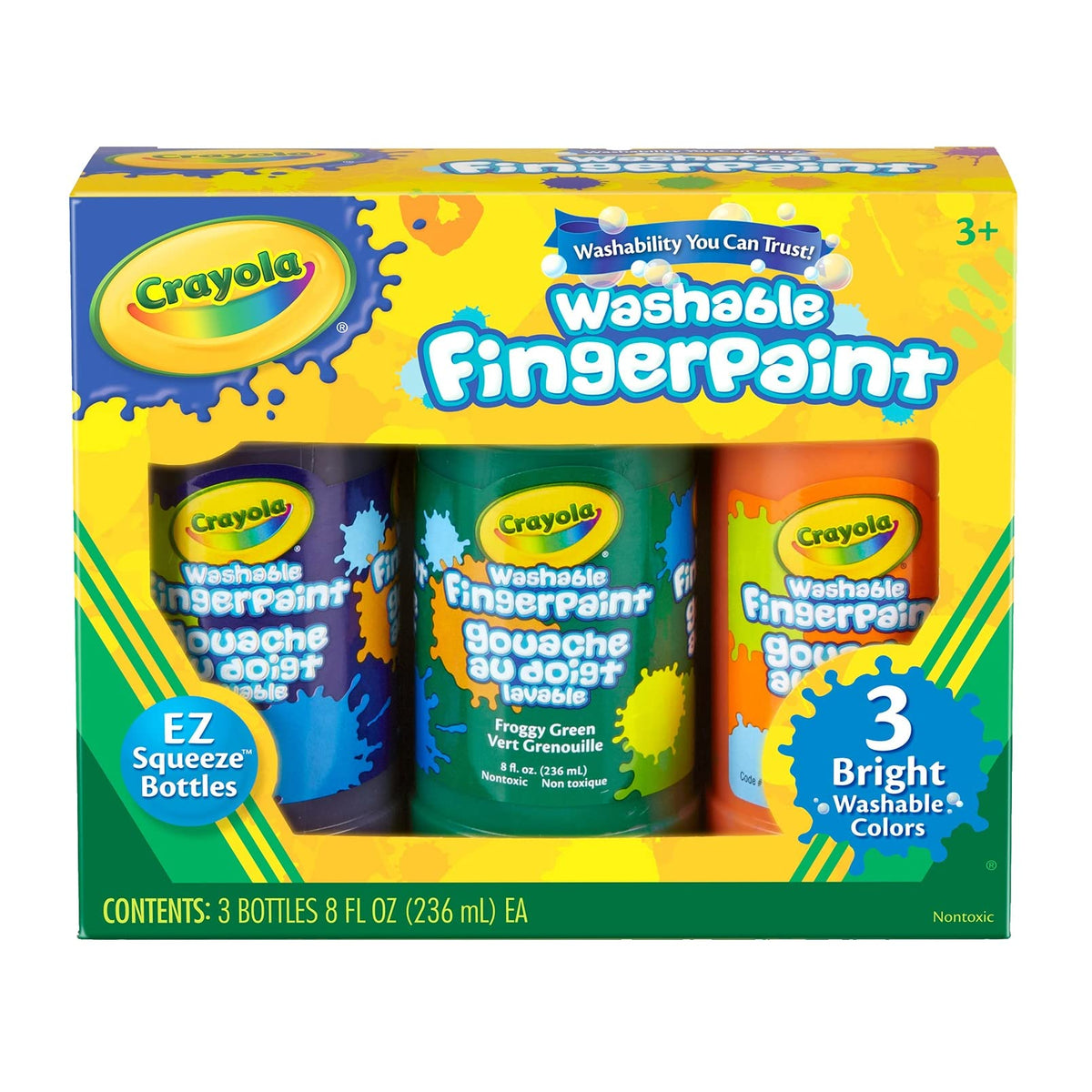 Crayola Washable Bright Fingerpaint Secondary Colors 3 Count 8 oz