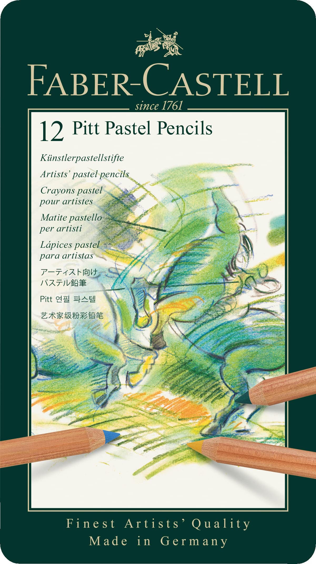 Faber-Castell Pitt Pastel Colour Pencil Tin - 12 Pieces