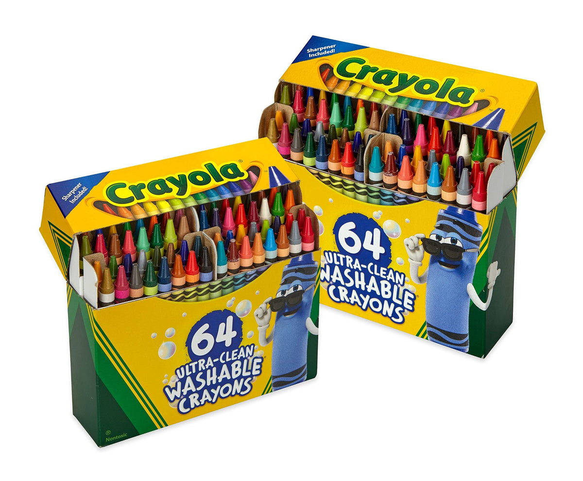Crayola Ultra Clean Washable Crayons 64 Count with Built-in Sharpener
