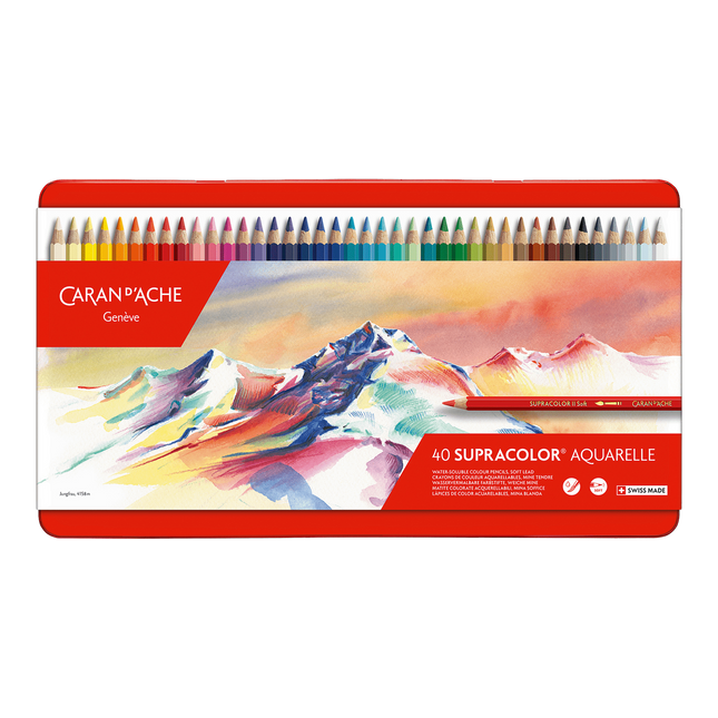 Caran d'Ache Supracolor 40 Color Pencils Metal Box