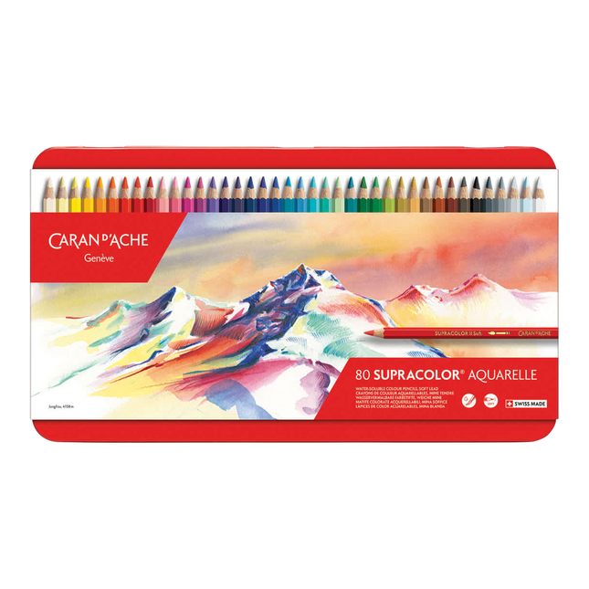 Caran d'Ache Supracolor 80 Color Pencils Metal Box
