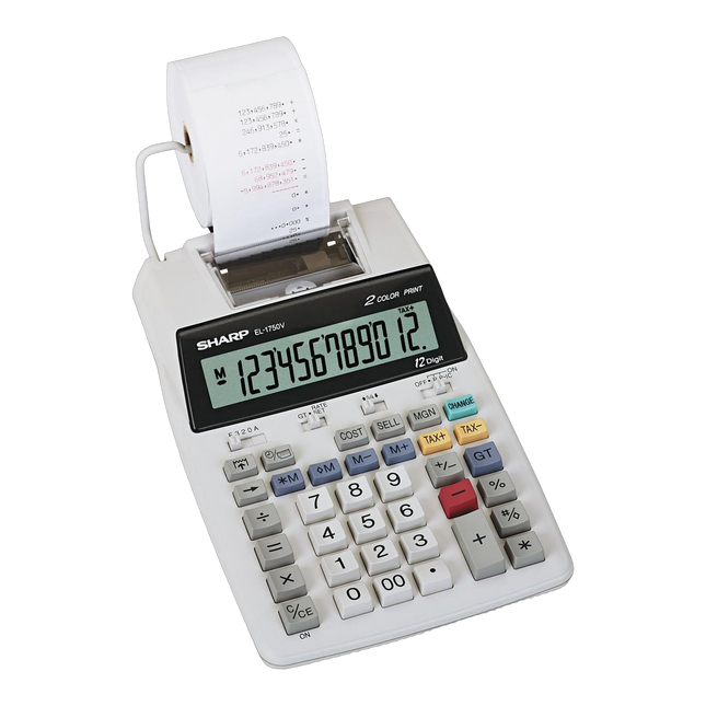 Sharp EL-1750V 12-Digit Printing Calculator